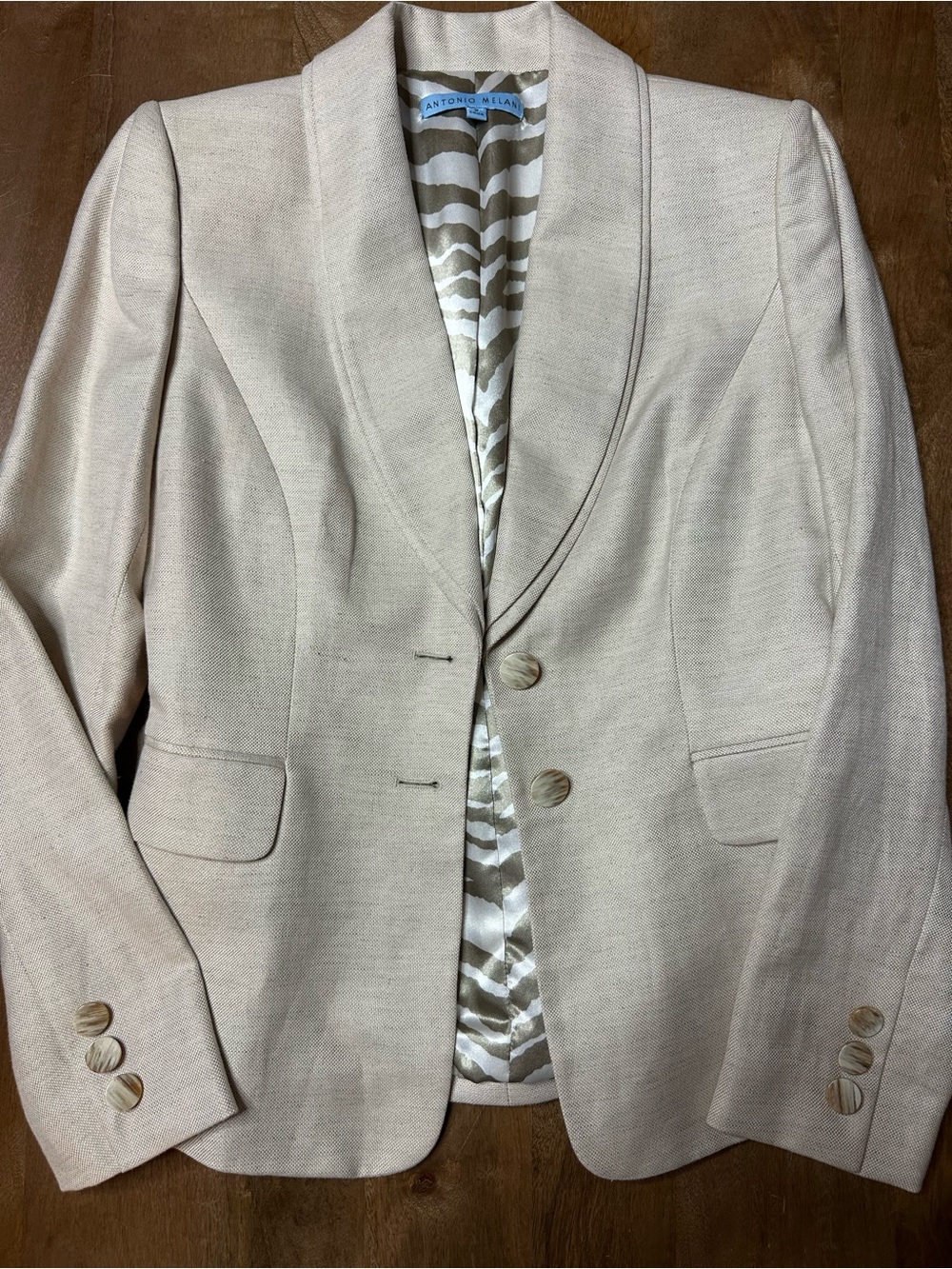 ANTONIO MELANI Cream Shawl Collar Blazer
